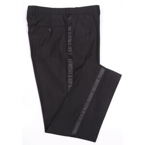 French Connection Black Flat Front Formal Tuxedo Trousers Pants 36x31